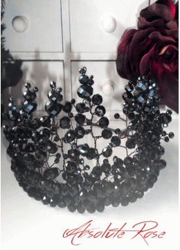 Дизайнерски кристални корони за коса Black Rose Absolute